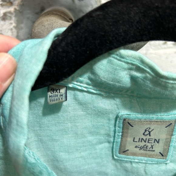 Eight X Linen Turquoise 100 Percent Linen Button Down Shirt, Size XXXL Brand New - Picture 7 of 8